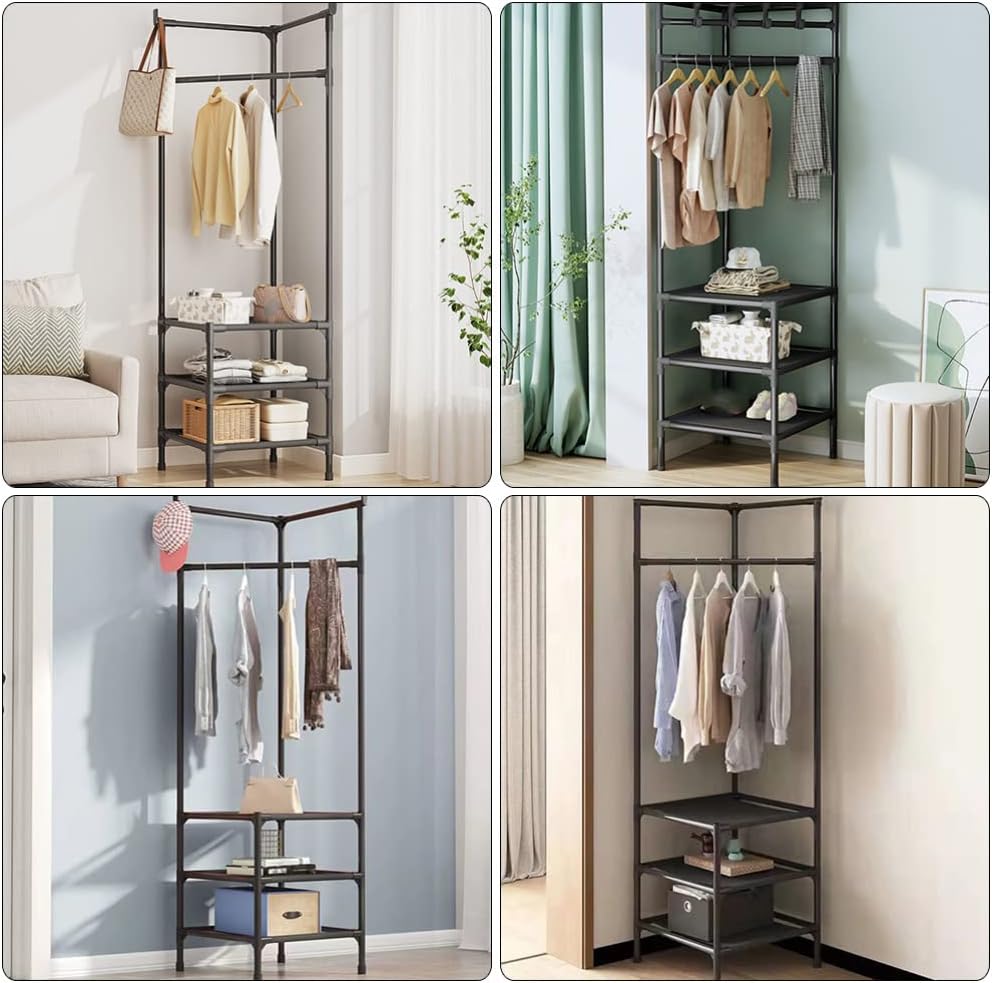 Multifunctional Clothes Hangers Corner Coat Rack Shoe Rack Storage Organization Heavy Duty Hangers Garment Rack Hanging Coat Rack Handbags Clothes Rack Clothes Stand for Corner Scarf Hanger