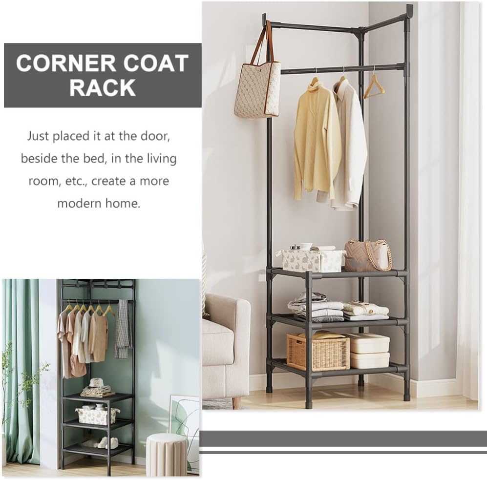 Multifunctional Clothes Hangers Corner Coat Rack Shoe Rack Storage Organization Heavy Duty Hangers Garment Rack Hanging Coat Rack Handbags Clothes Rack Clothes Stand for Corner Scarf Hanger