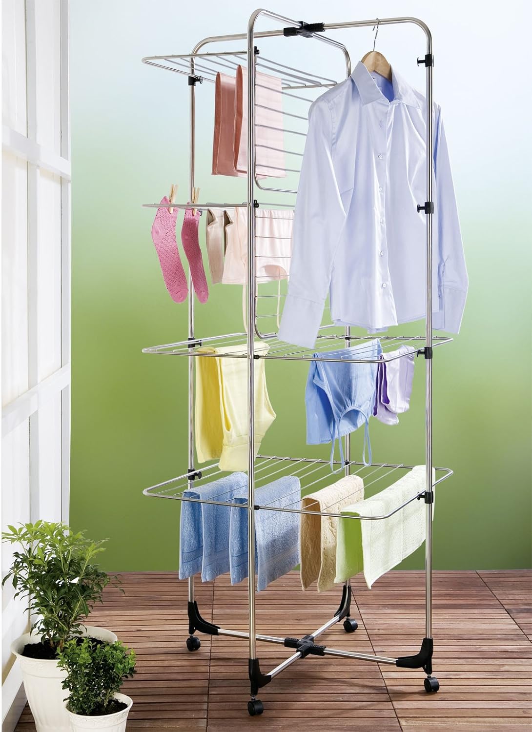 【Product Offer】Classic Ragen Multi purpose Clothes Hanger Airer Clothes Drying Rack 4 Tier Foldable Rotating Stainless Laundry Dryer Hanger With Casters For Indoor Outdoor