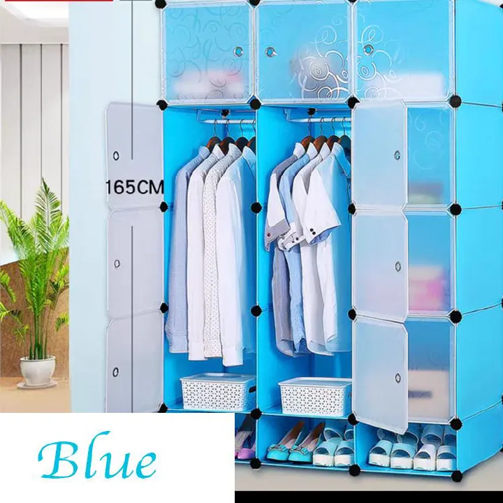 【Promotions】RAGEN 3 Column  Plastic Wardrobe Large Capacity Assemble Wardrobe Home Storage with Shoe Cabinet