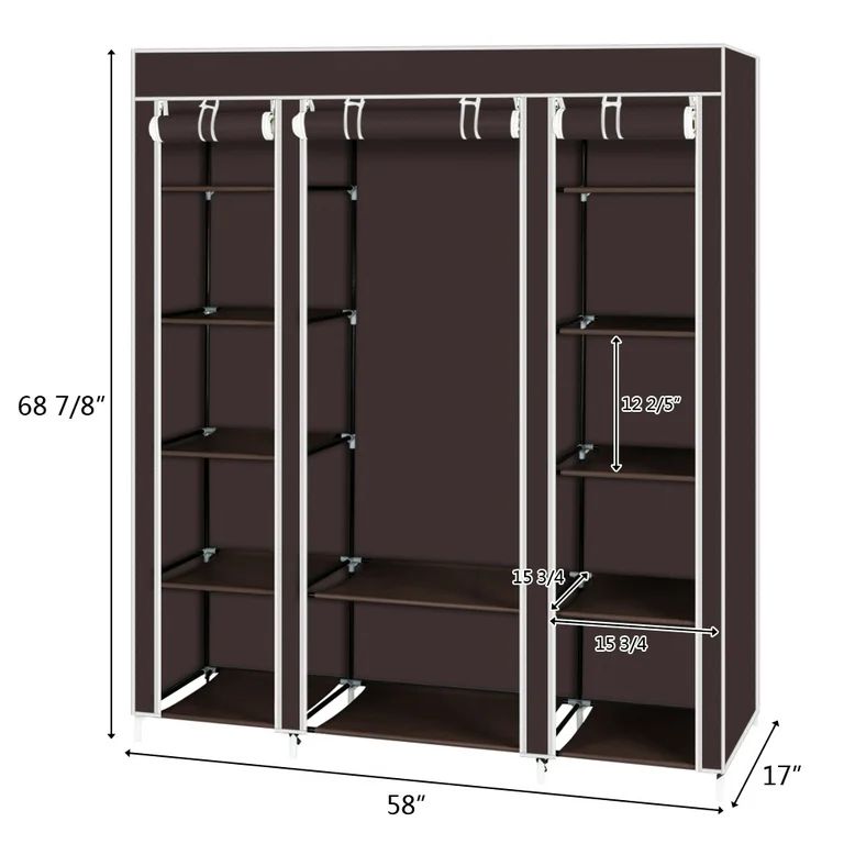 RAGENHOOD 3 Columns Metallic Wardrobe Large Capacity Wardrobe Assemble Closets Portable Home Storage Portable Wardrobe Clothing  storage
