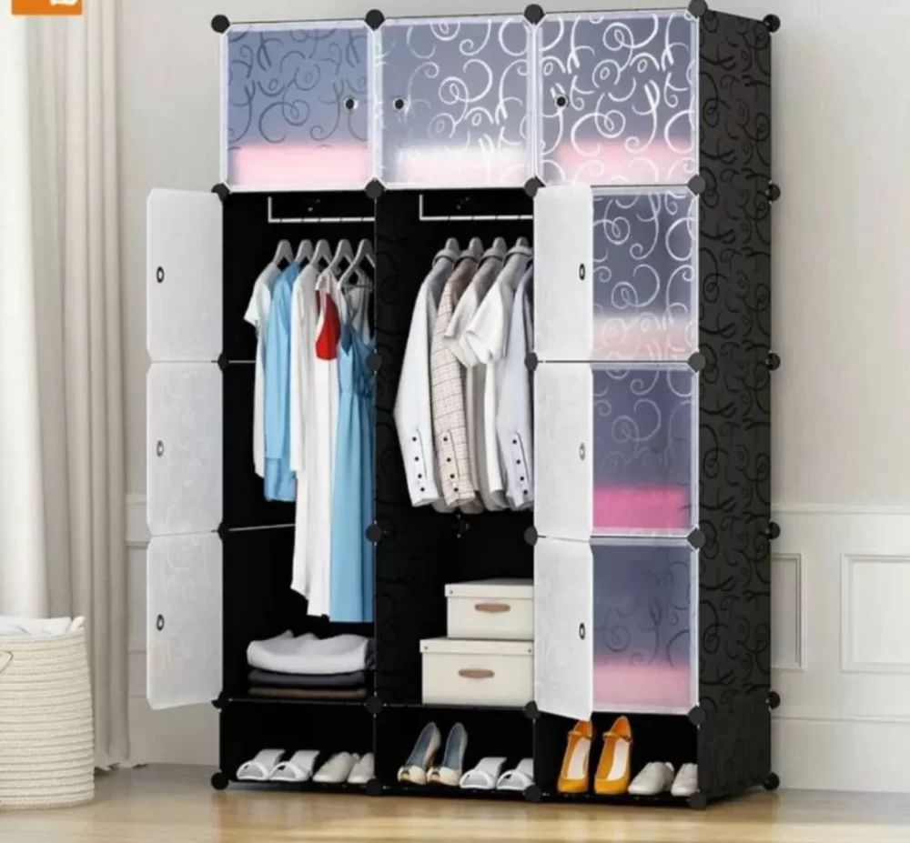 【Promotions】RAGEN 3 Column  Plastic Wardrobe Large Capacity Assemble Wardrobe Home Storage with Shoe Cabinet