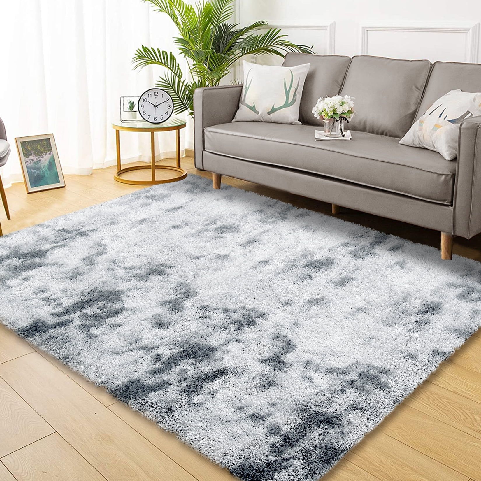Modern Soft Fluffy Large Shaggy Rug for Bedroom Livingroom Dorm Kids Room Indoor Home Decorative, Non-Slip Plush Furry Fur Area Rugs Comfy Nursery Accent Floor Carpet