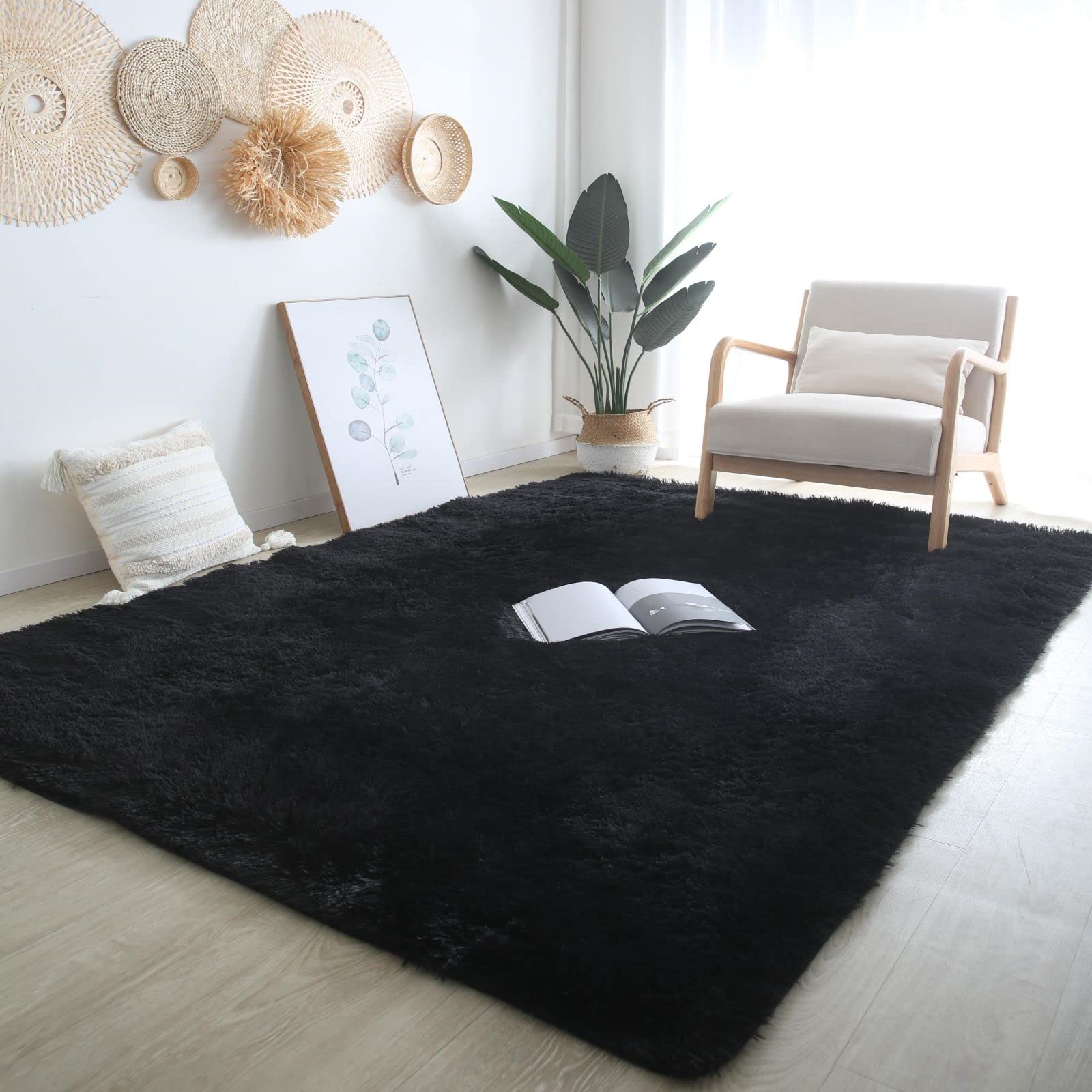 Modern Soft Fluffy Large Shaggy Rug for Bedroom Livingroom Dorm Kids Room Indoor Home Decorative, Non-Slip Plush Furry Fur Area Rugs Comfy Nursery Accent Floor Carpet