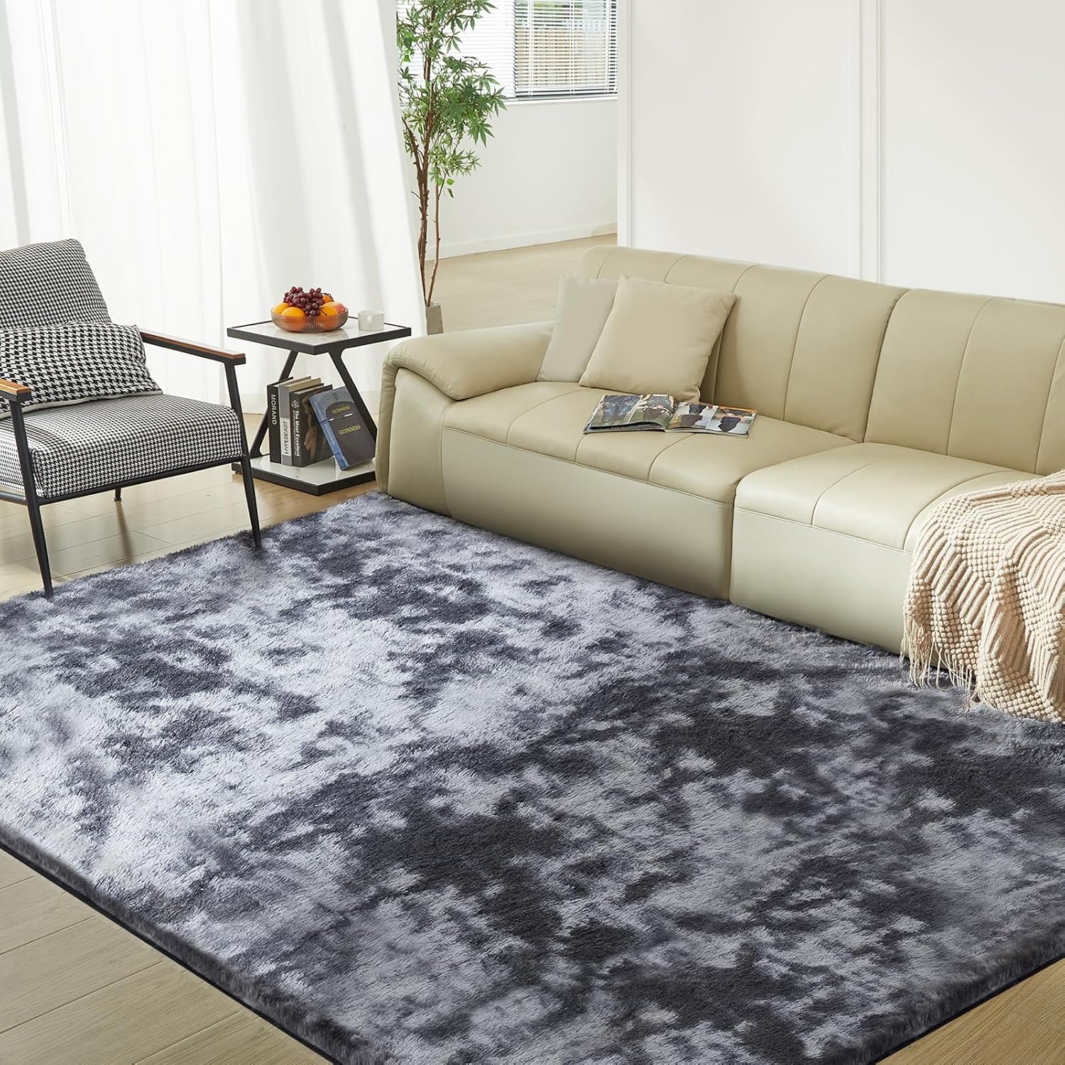 Modern Soft Fluffy Large Shaggy Rug for Bedroom Livingroom Dorm Kids Room Indoor Home Decorative, Non-Slip Plush Furry Fur Area Rugs Comfy Nursery Accent Floor Carpet