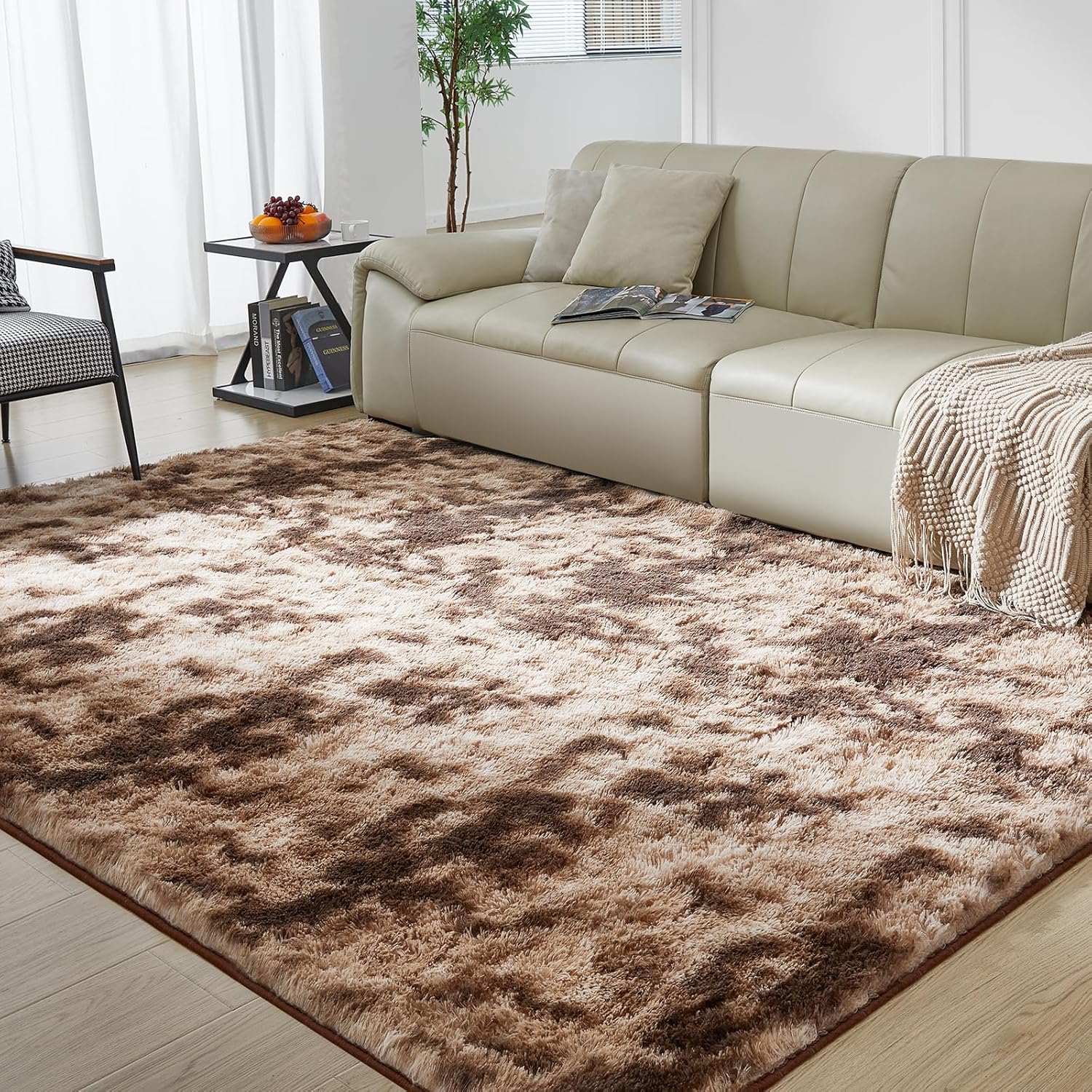 Modern Soft Fluffy Large Shaggy Rug for Bedroom Livingroom Dorm Kids Room Indoor Home Decorative, Non-Slip Plush Furry Fur Area Rugs Comfy Nursery Accent Floor Carpet