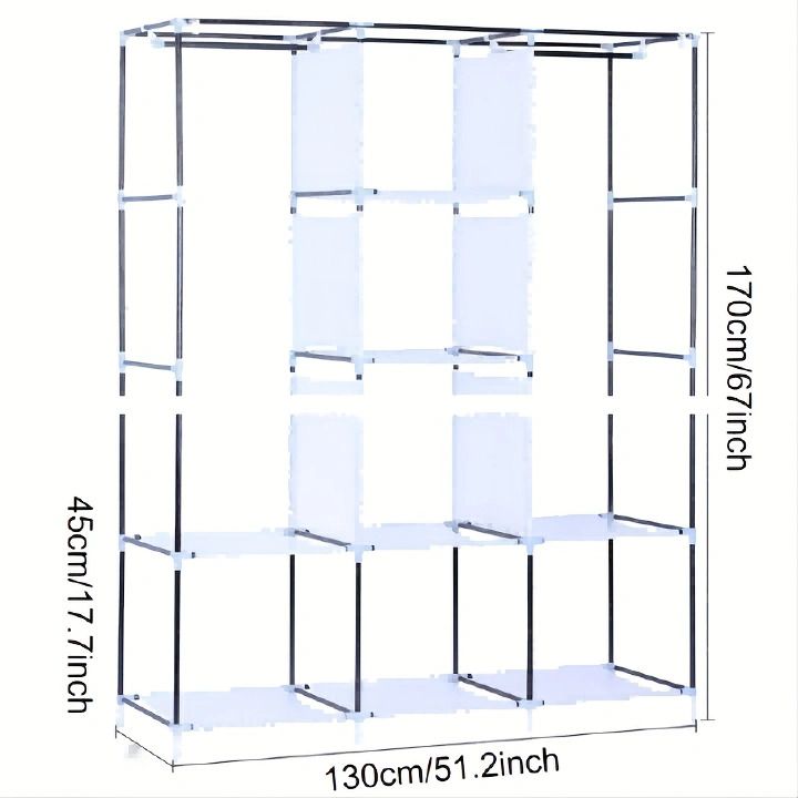 RAGENHOOD 3 Columns Metallic Wardrobe Large Capacity Wardrobe Assemble Closets Portable Home Storage Portable Wardrobe Clothing  storage