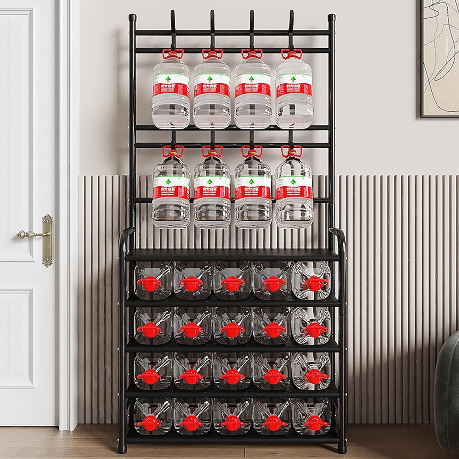 5-layer Simple Assemble Shoe Rack Floor Coat and Hat Rack Shoe Integrated Household Storage Bedroom Living room Bathroom Hangers hall rack