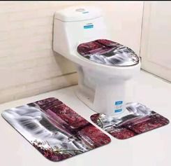 Non Slip Mat Bath Mat 3 Pcs/Set Classical Pattern Toilet Cover Foot Pad Non-slip Absorbent Bathroom Door Mat Flannel Soft Bathr Rug Carpet Non Slip Bath Mats For Inside Bath