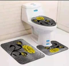 Non Slip Mat Bath Mat 3 Pcs/Set Classical Pattern Toilet Cover Foot Pad Non-slip Absorbent Bathroom Door Mat Flannel Soft Bathr Rug Carpet Non Slip Bath Mats For Inside Bath