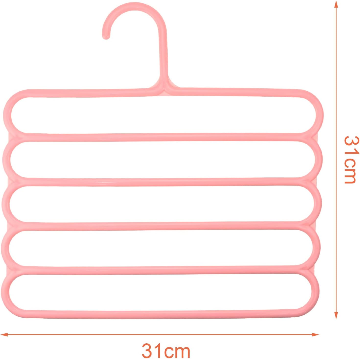 New Arrivals Space-saving, Trouser Hangers, Multiple Hangers Made of Plastic, for 5 Trousers, Non-Slip Wardrobe, for Trousers, Jeans, Scarves, Towels