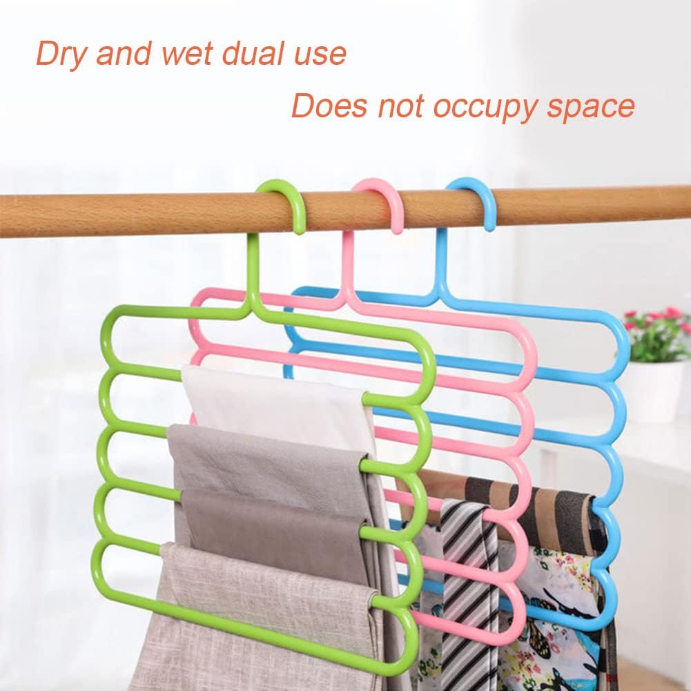 New Arrivals Space-saving, Trouser Hangers, Multiple Hangers Made of Plastic, for 5 Trousers, Non-Slip Wardrobe, for Trousers, Jeans, Scarves, Towels