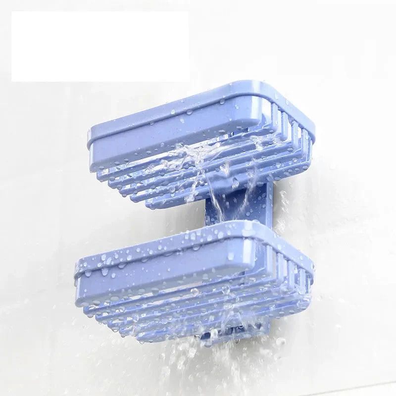 (New Arrivals!) Soap Dishes Box Wall  Holder Shower Soap Tray Holder for Bathroom Double layer Storage Basket