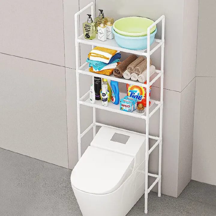 Ragen Over The Toilet Storage Rack, Bathroom Organizer Shelves Cabinet Above Toilet, with Adjustable Height Freestanding Shelf Space Saver