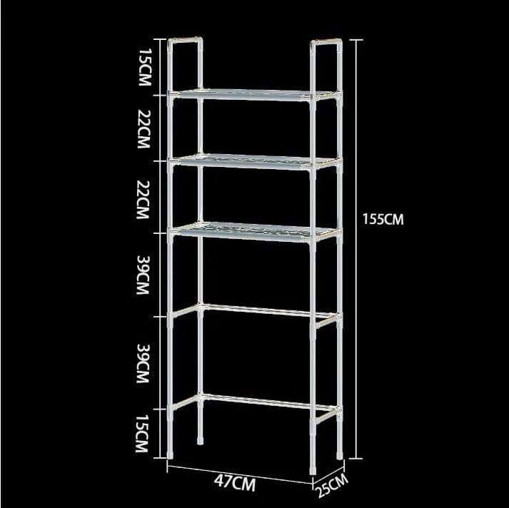 Ragen Over The Toilet Storage Rack, Bathroom Organizer Shelves Cabinet Above Toilet, with Adjustable Height Freestanding Shelf Space Saver