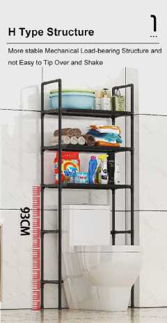 Ragen Over The Toilet Storage Rack, Bathroom Organizer Shelves Cabinet Above Toilet, with Adjustable Height Freestanding Shelf Space Saver