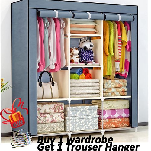 RAGENHOOD 3 Columns Metallic Wardrobe Large Capacity Wardrobe Assemble Closets Portable Home Storage Portable Wardrobe Clothing  storage