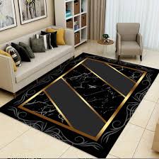 Ragen,3D Marble Area Rug for Kids Boys, Black White Gold Marble Rug for Teens Boys Room, Navy Blue Doormat Kitchen Bathroom Playroom Washable Throw Rug Black Gold White Carpet Game Room Decor