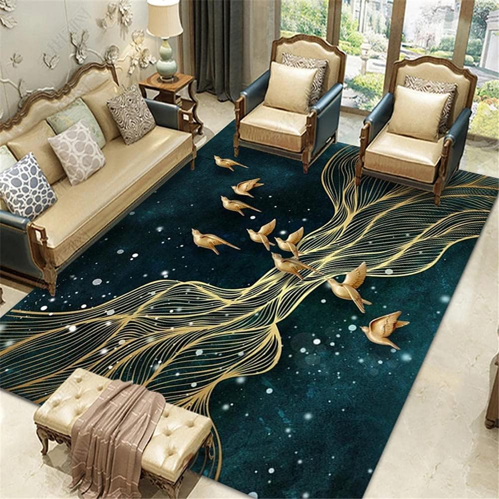 Ragen,3D Marble Area Rug for Kids Boys, Black White Gold Marble Rug for Teens Boys Room, Navy Blue Doormat Kitchen Bathroom Playroom Washable Throw Rug Black Gold White Carpet Game Room Decor