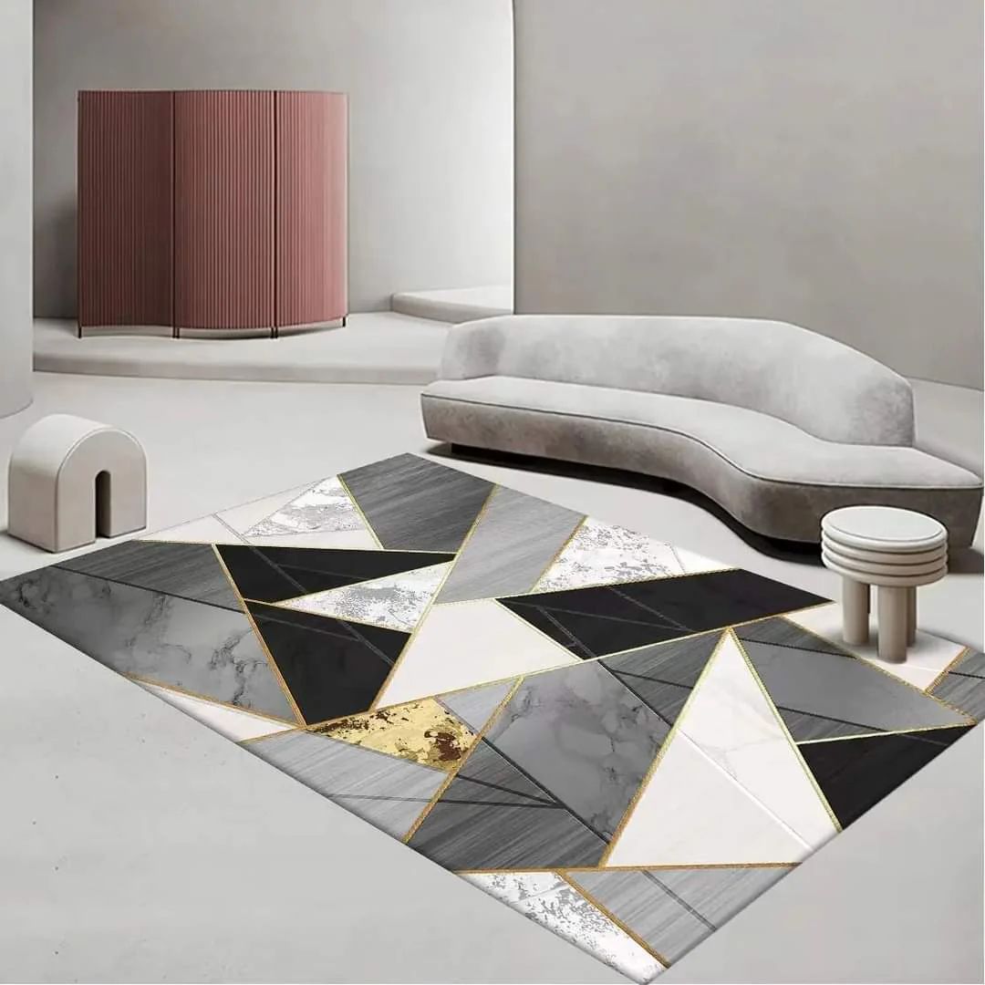 Ragen,3D Marble Area Rug for Kids Boys, Black White Gold Marble Rug for Teens Boys Room, Navy Blue Doormat Kitchen Bathroom Playroom Washable Throw Rug Black Gold White Carpet Game Room Decor