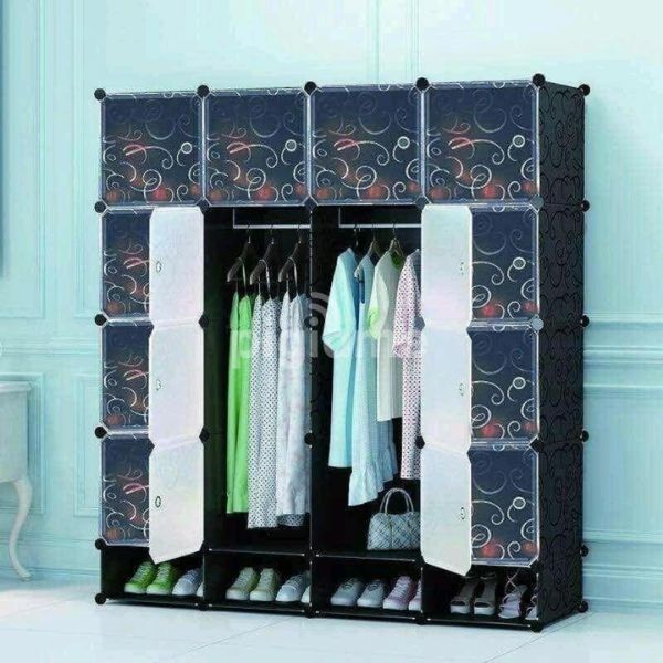 Portable 4-Column Plastic Wardrobe Keep your clothes well organized with the Portable 4-Column Plastic Wardrobe, a spacious and modern storage solution designed for homes with limited space. With mult