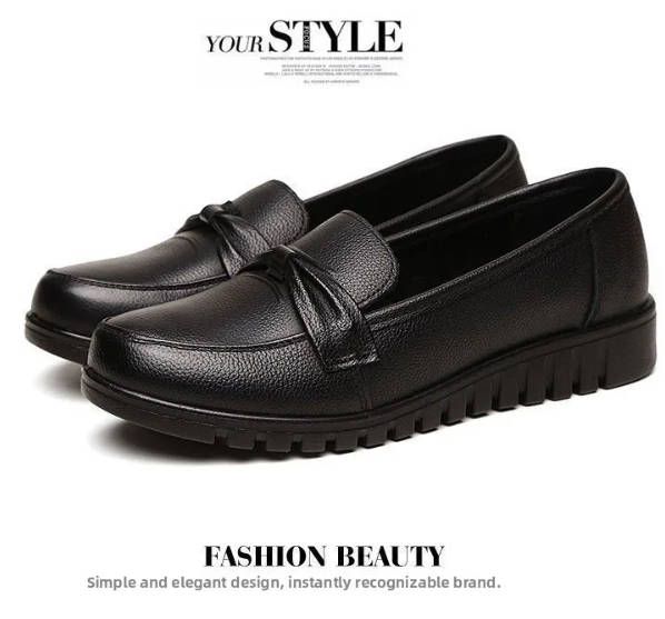 Women low-top round-toe loafers soft leather Ladies shoes solid color versatile Girl casual shoes Fast delivery within 1-5 days