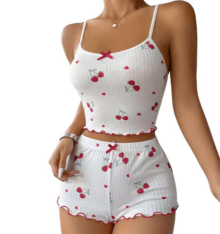 2PC Women Pajama Sets Camisole Top and Shorts Pajamas Ladies clothes Girls Pajamas Local fast delivery