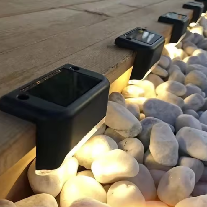 4pc Solar Deck Lights Outdoor Waterproof LED Fence Lights Garden Step Lamp for Patio Stairs Railing Pathway Fences Local fast delivery