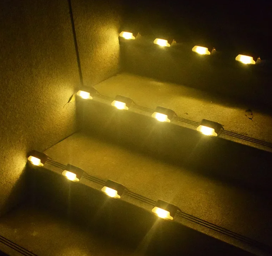 4pc Solar Deck Lights Outdoor Waterproof LED Fence Lights Garden Step Lamp for Patio Stairs Railing Pathway Fences Local fast delivery