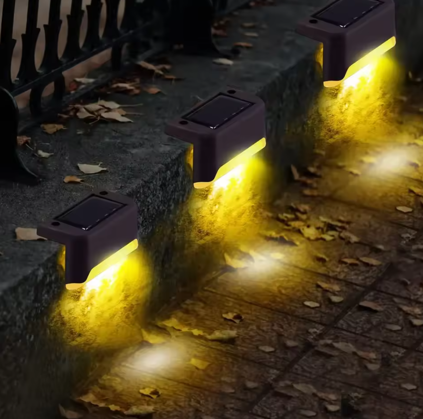 4pc Solar Deck Lights Outdoor Waterproof LED Fence Lights Garden Step Lamp for Patio Stairs Railing Pathway Fences Local fast delivery