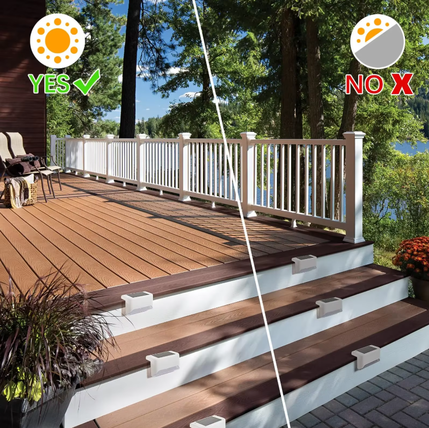 4pc Solar Deck Lights Outdoor Waterproof LED Fence Lights Garden Step Lamp for Patio Stairs Railing Pathway Fences Local fast delivery