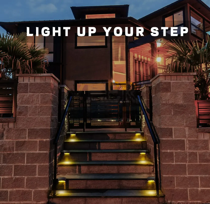 4pc Solar Deck Lights Outdoor Waterproof LED Fence Lights Garden Step Lamp for Patio Stairs Railing Pathway Fences Local fast delivery