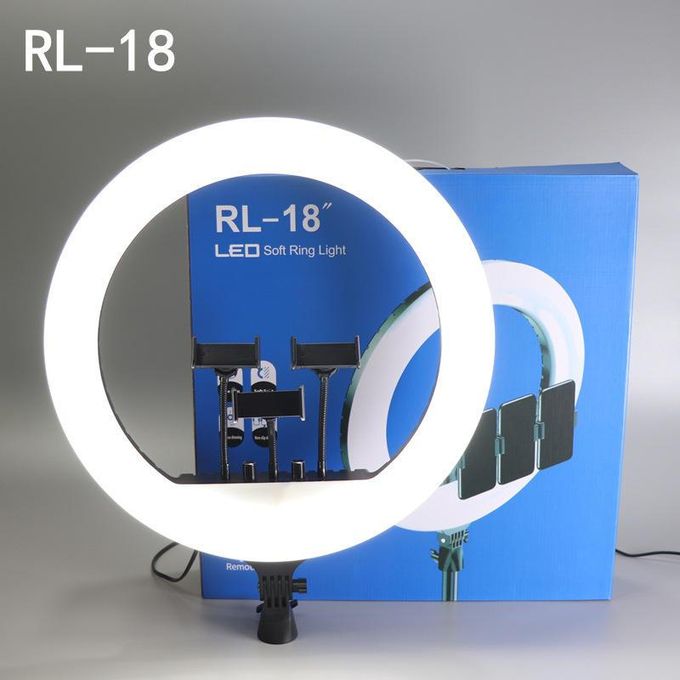 18 Inch Selfie Ring Light With 2.1M Tripod Stand 3 Phone Holder 18", 18INCH RINGLIGHT And Remote STAND