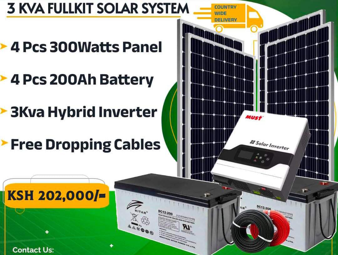 3 KVA FULLKIT SOLAR SYSTEM +FREE DROPPING CABLE