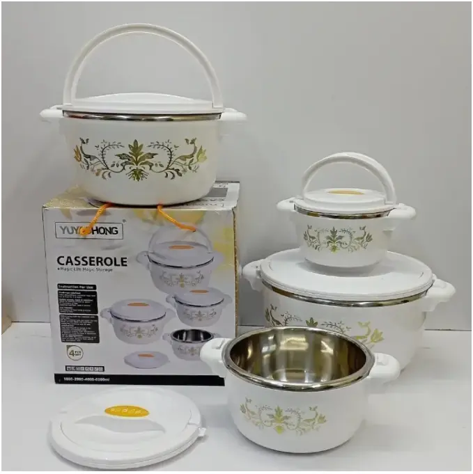 4 Piece HotPot Set with Food Warmer | Hotpot dish 1000ML to 6000ML Serving Dishes & Casserole Bowls for Entertaining