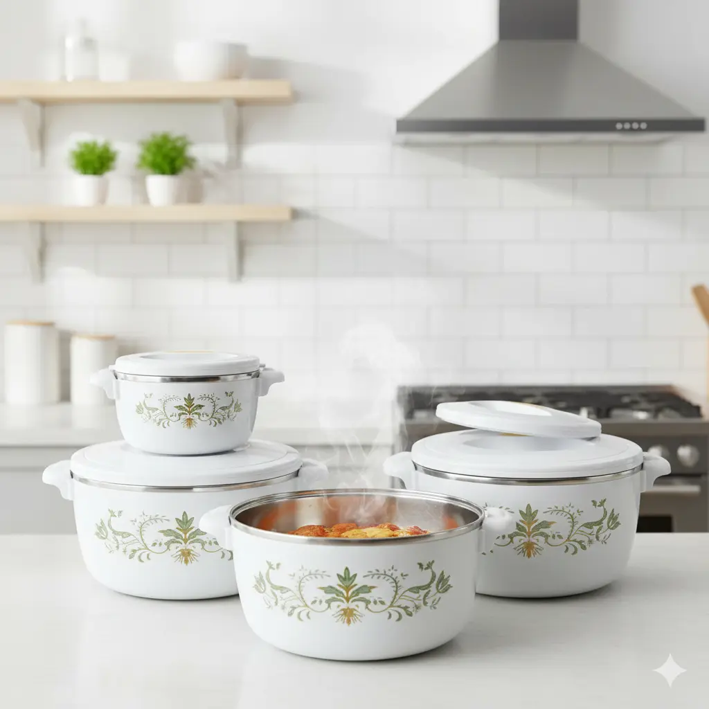 4 Piece HotPot Set with Food Warmer | Hotpot dish 1000ML to 6000ML Serving Dishes & Casserole Bowls for Entertaining