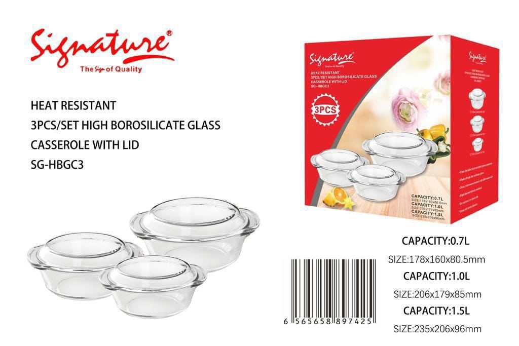 Set of 3 Signature Casserole.This set 3 pot  is very good and essential for every home. You just rented and apartment and don't have much in your bank account, this set pot is for you