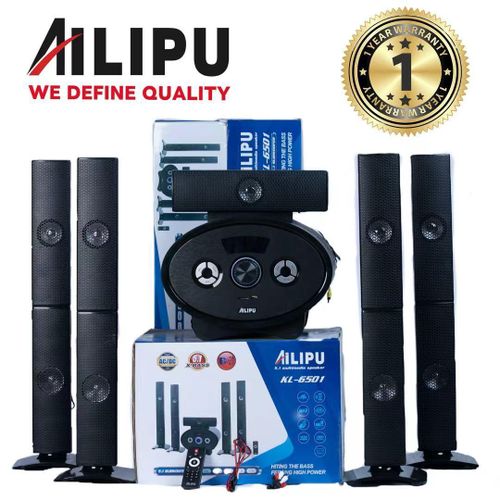 AC/DC Ailipu KL-6501AD 5.1 channel home theater speaker system. have amazing sound Fill your space with as much volume as you require to get you stepping to the music or to have your family