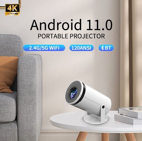 HY300 4K Portable Gimbal Projector household high definition intelligence bedroom Projector outdoors camping Large screen cinema