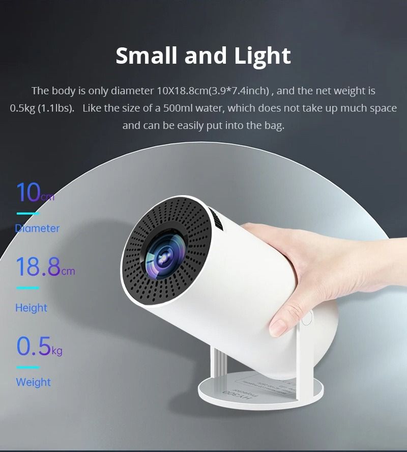 HY300 4K Portable Gimbal Projector household high definition intelligence bedroom Projector outdoors camping Large screen cinema