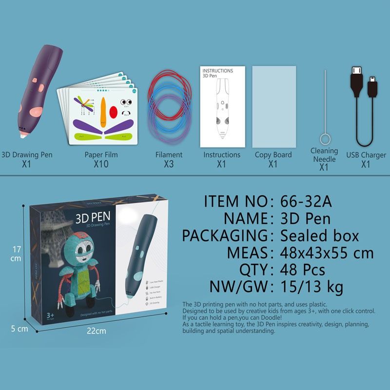 Not hot to the touch 3d Printing pen wireless Three d children three-dimensional Graffiti pen 3b painting pen