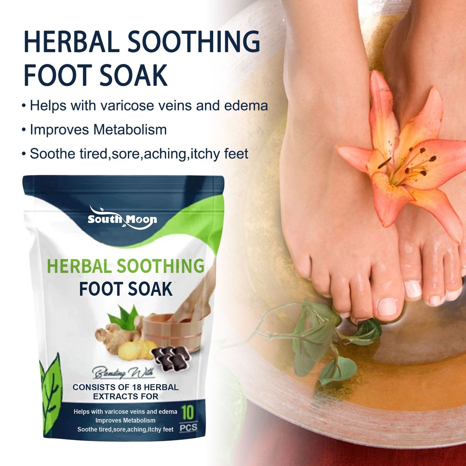 South Moon Herbal Shaper Foot Bath Kit Relieves body fatigue Vein Repair Shaper Bead Foot Bath Kit