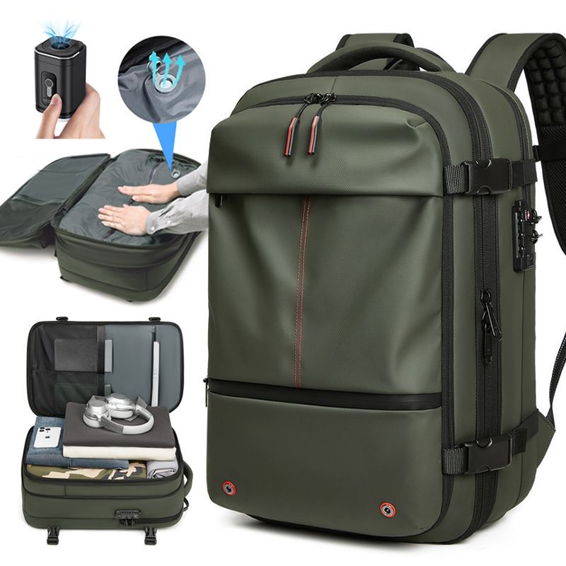 backpack man Senior sense Expandable capacity laptop bag multifunction go/be away on official business waterproof travelling bag vacuum compress knapsack