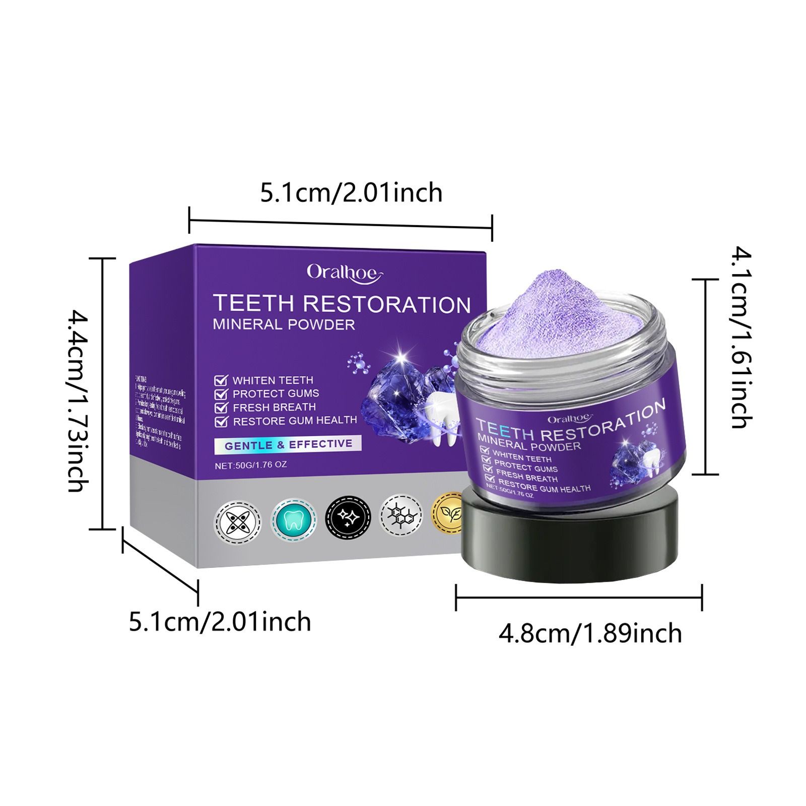Purple; Teeth powder gentle clean protect tooth fresh oral cavity tone clean