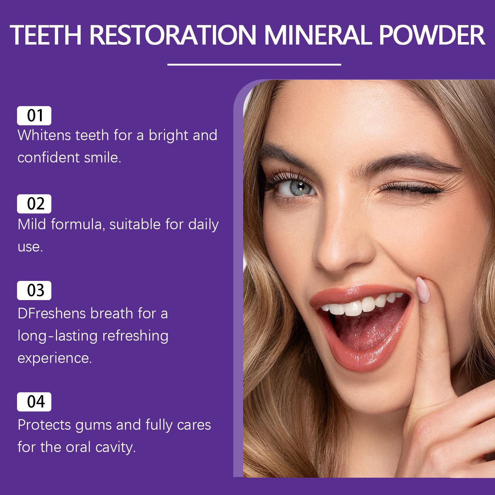 Purple; Teeth powder gentle clean protect tooth fresh oral cavity tone clean