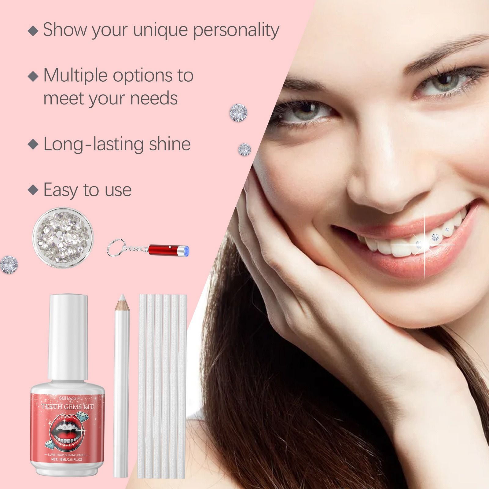EELHOPE Tooth Gemstone DIY set tooth decoration fashion tooth whitening strips Sparkle and light up smile convenient Dental drill