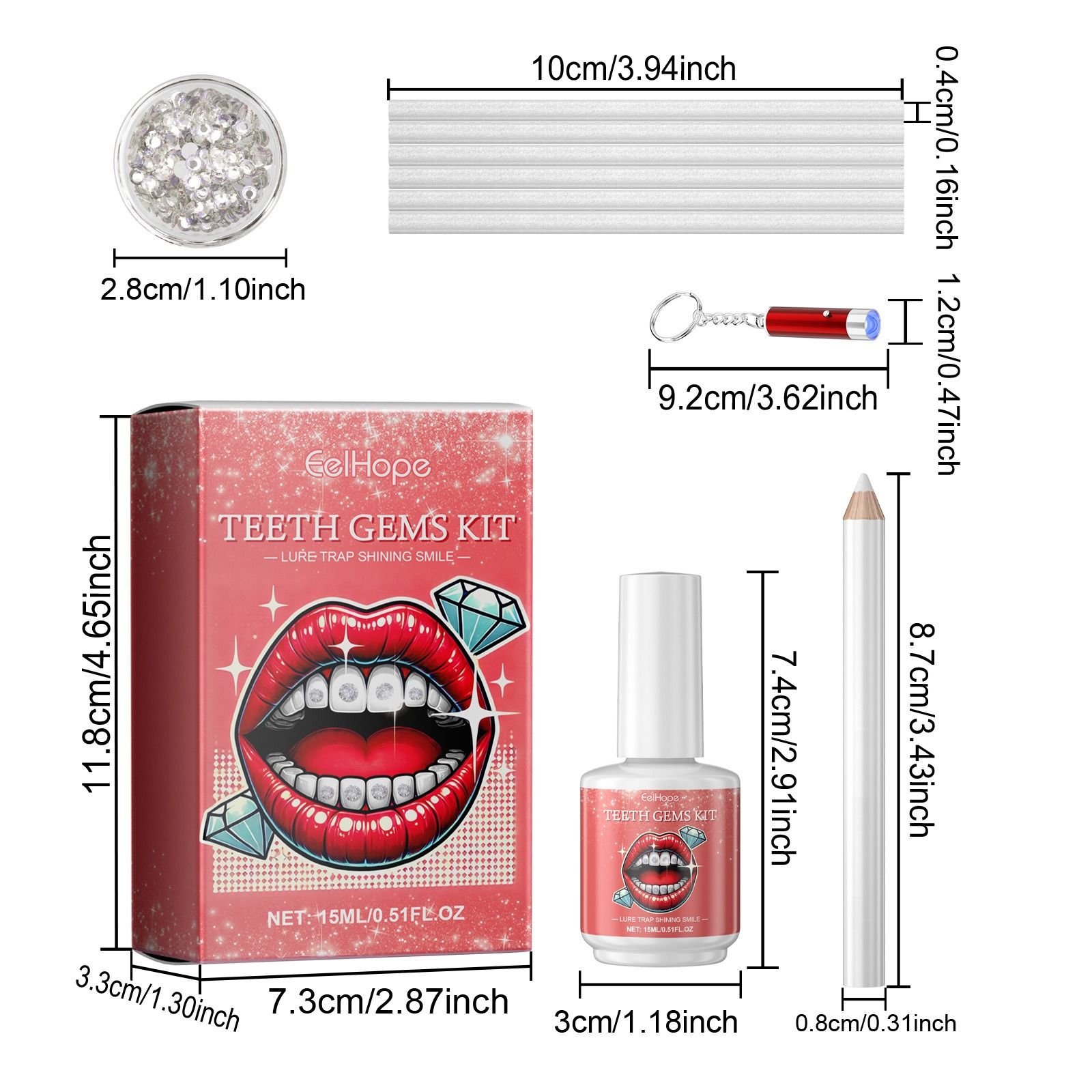 EELHOPE Tooth Gemstone DIY set tooth decoration fashion tooth whitening strips Sparkle and light up smile convenient Dental drill