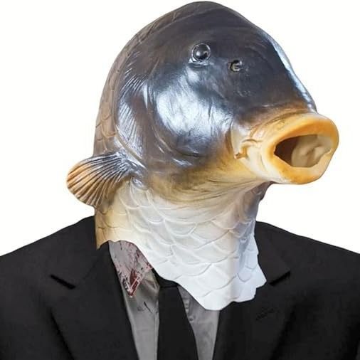 funny animal black carp hood mask makeup ball live stream wacky Latex headwear Halloween party performance prop