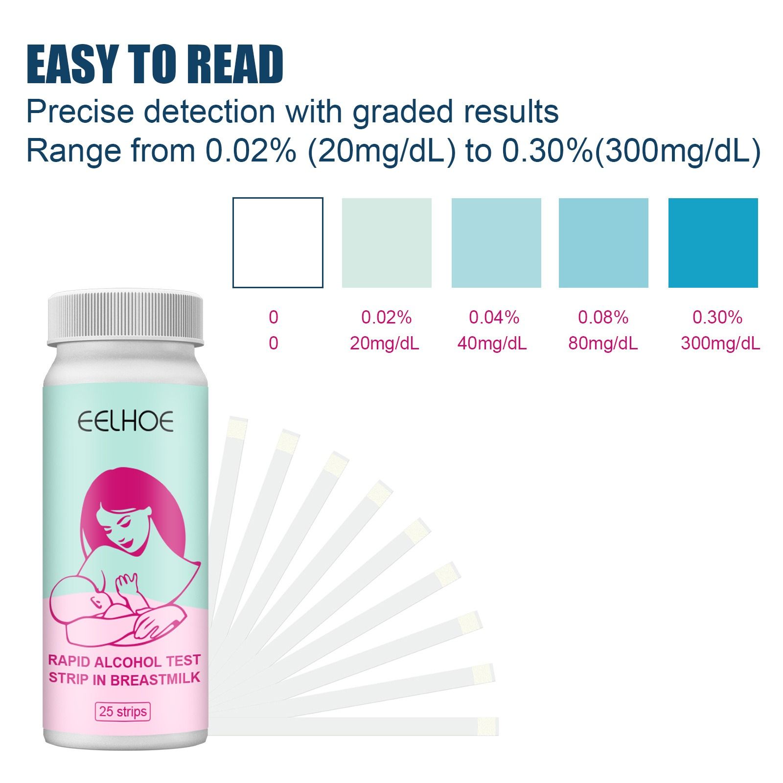 EELHOE breast milk alcohol test strip Home Tests breast milk feed and Breastfeeding mother fast accurate impregnation test strip