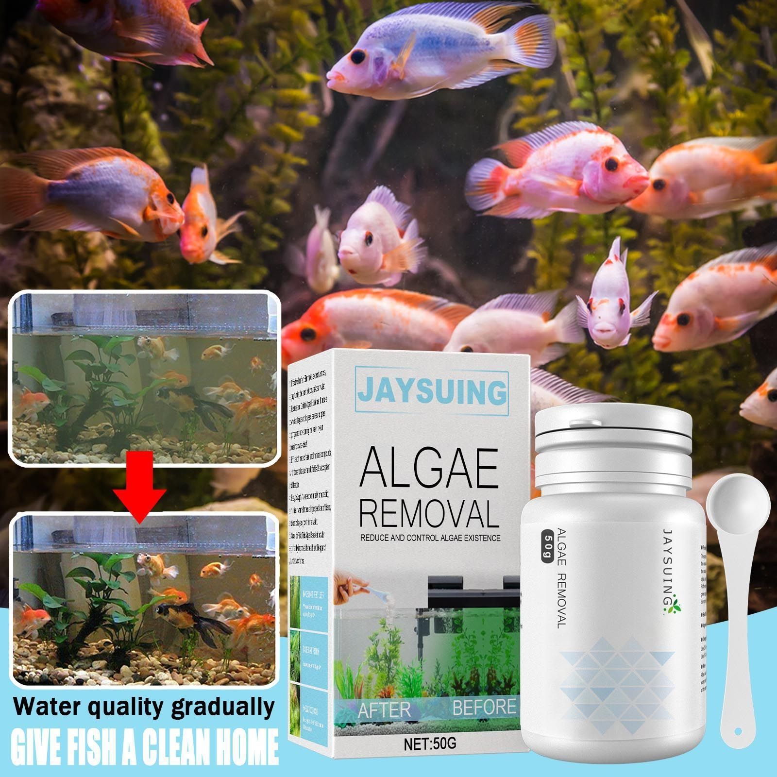 Jaysuing Algae removal De mossing agent Remove moss medicine Algae removal potion fish tank Moss remover aquarium Except for green water